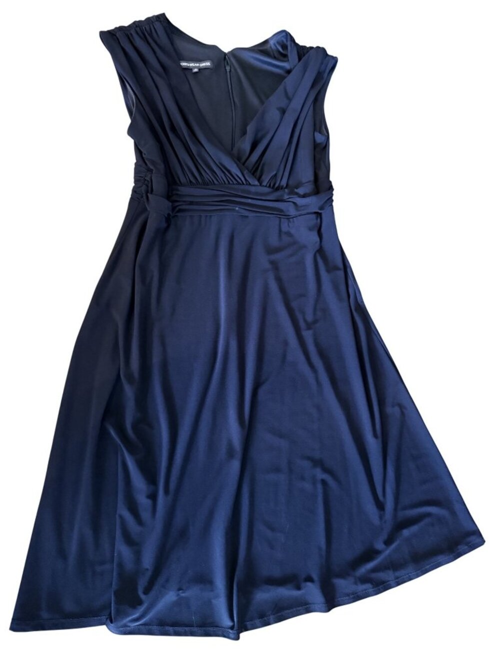 Jones Wear Womens Black Knee-Length Sleeveless V-Neck Dress Size 12 Zip back